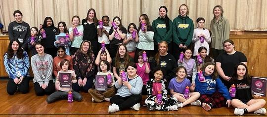 Leighton visited by Laker athletes for Girls on the Run